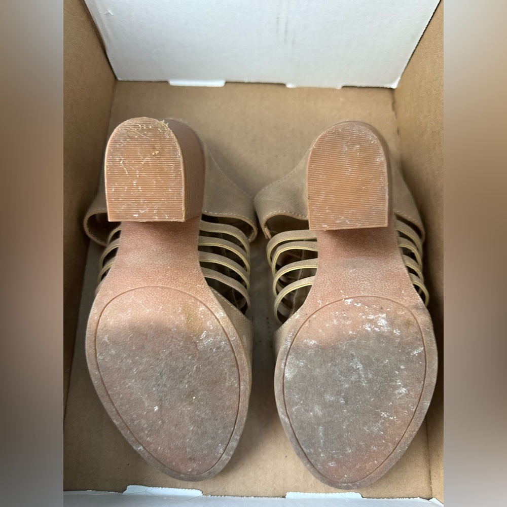 Tan Strappy Heeled Sandals